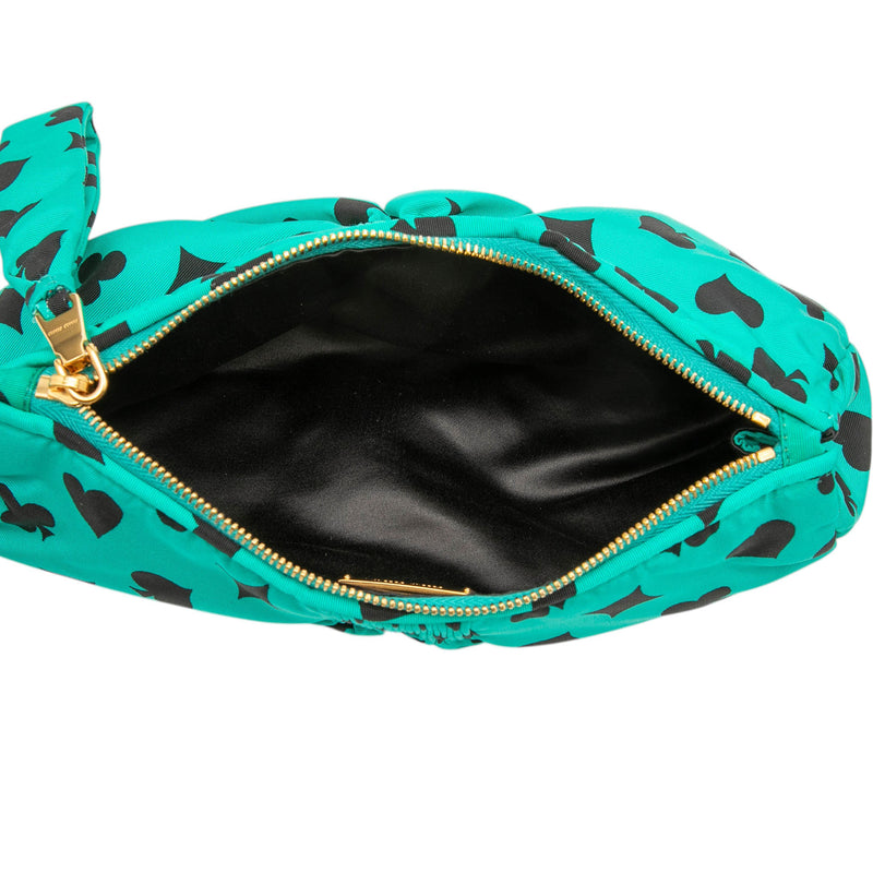 Pleated Nylon Playing Card Print Clutch - Image 4