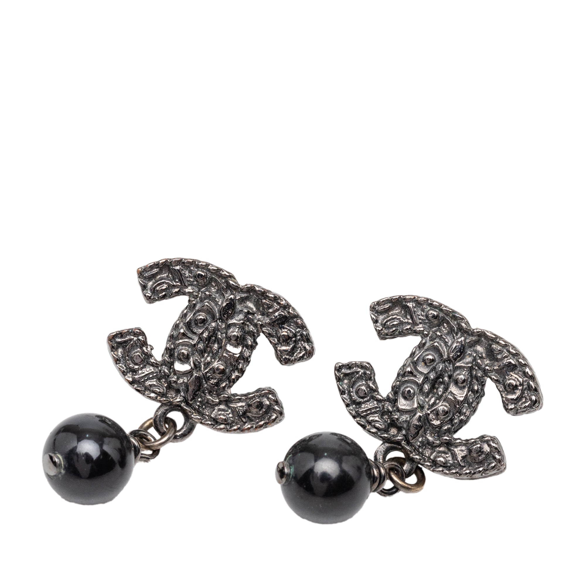 CC Brass Beaded Drop Push Back Earrings - Image 1