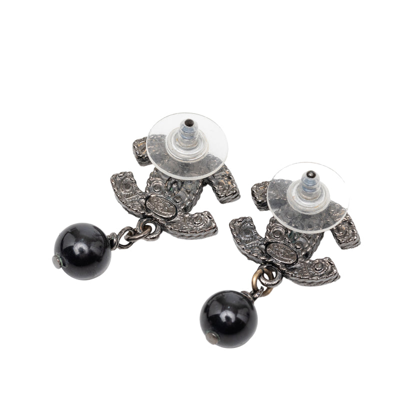 CC Brass Beaded Drop Push Back Earrings - Image 2