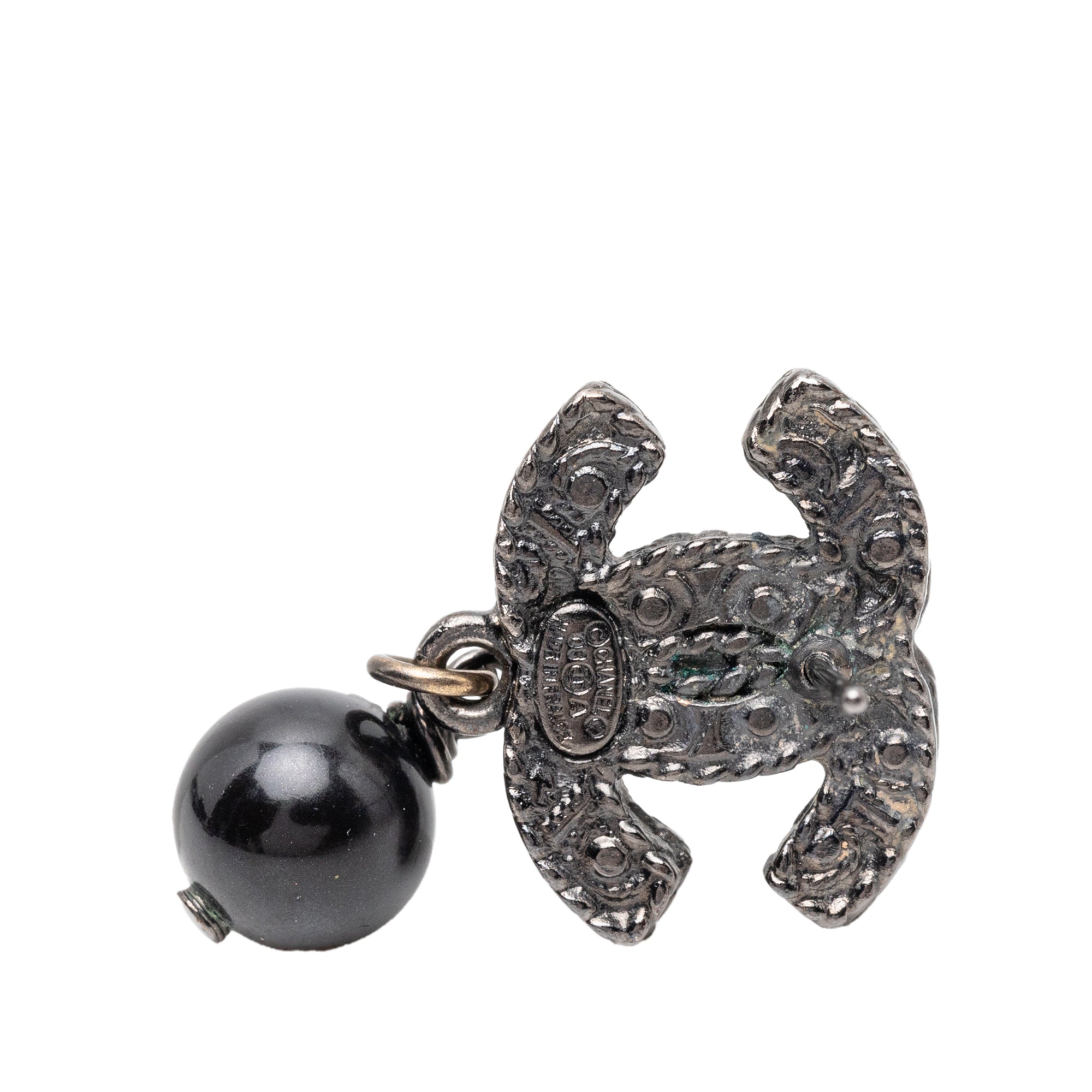 CC Brass Beaded Drop Push Back Earrings - Image 3