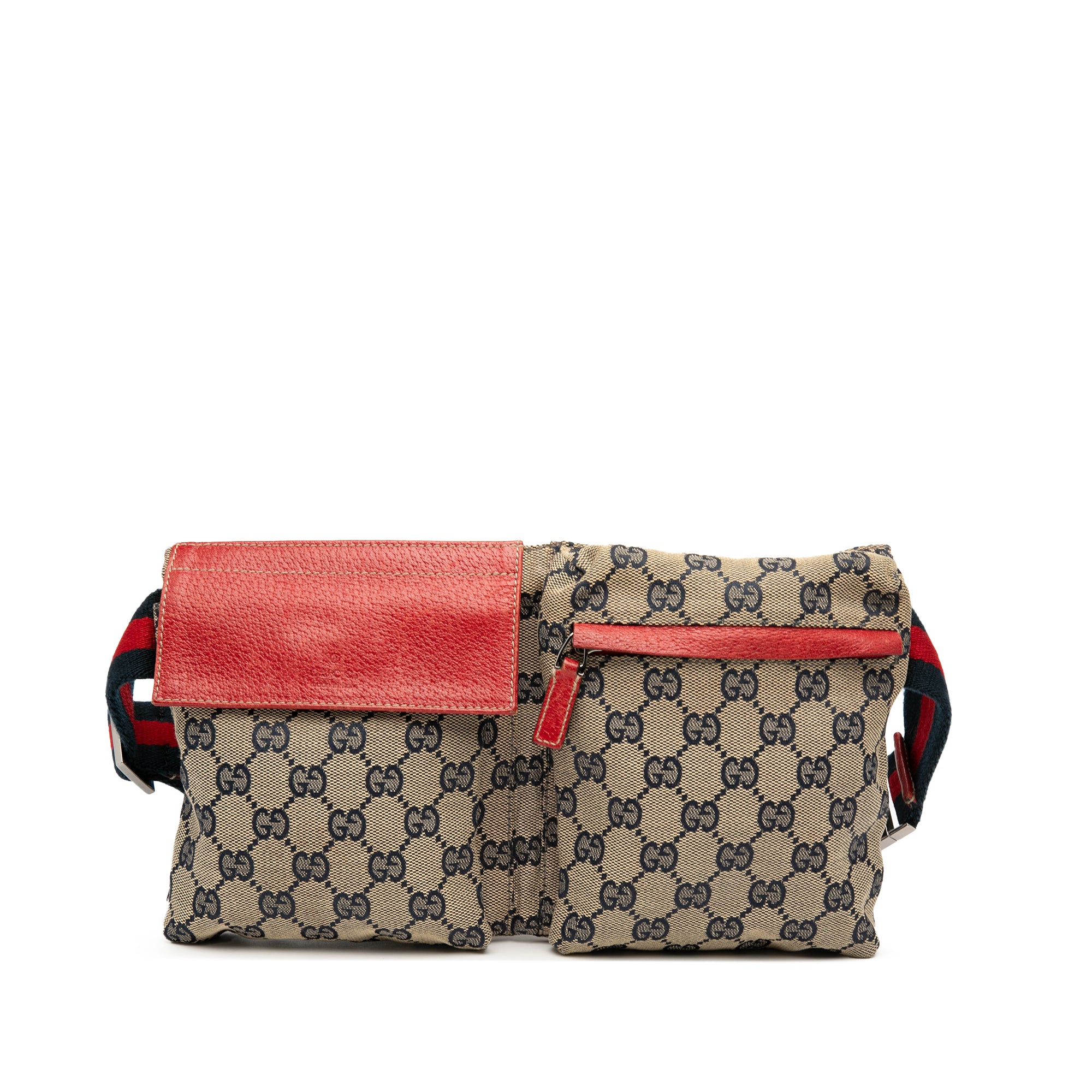 GG Canvas Web Double Pocket Belt Bag - Image 1