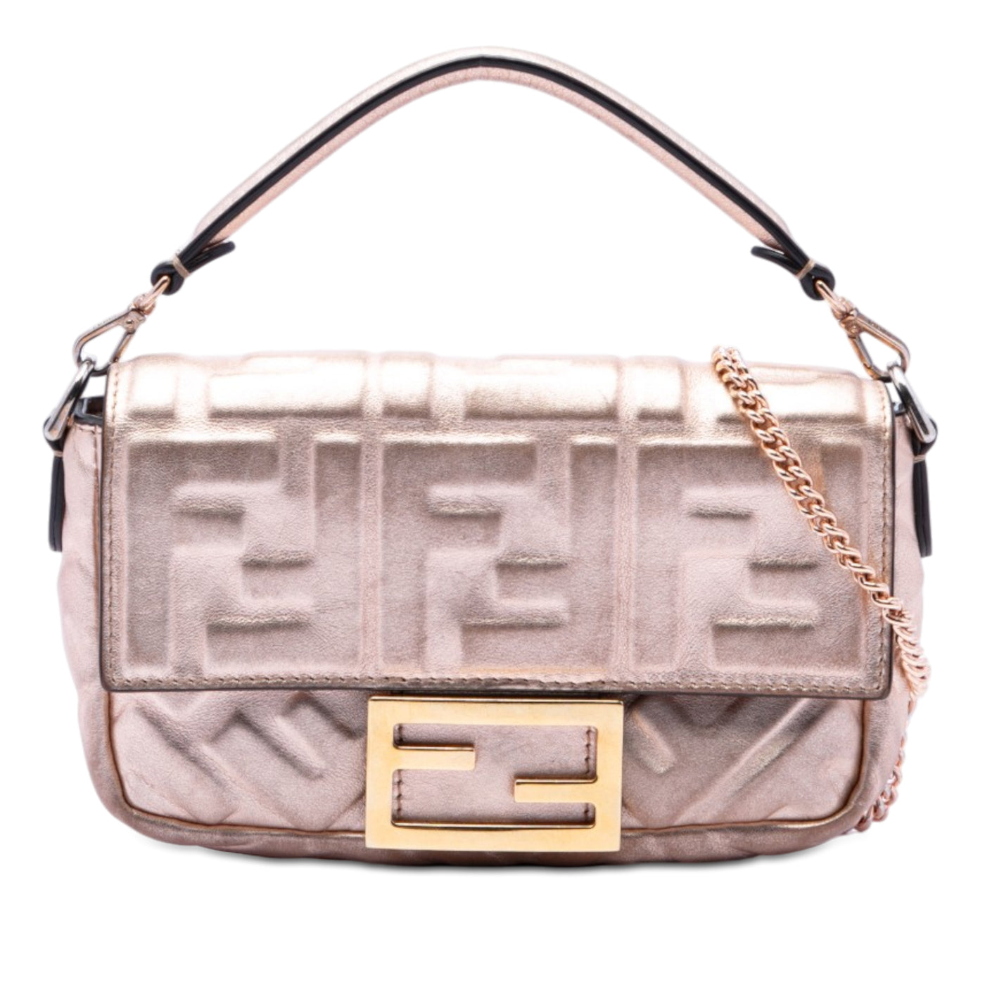 Mini Zucca Embossed Metallic Leather Baguette Satchel - Image 1