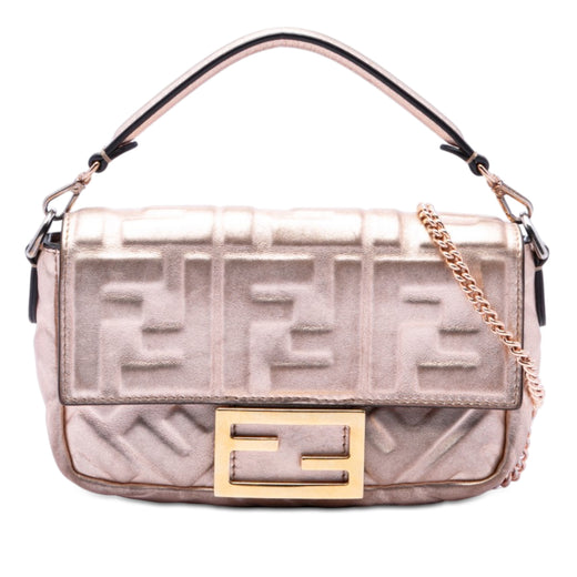 Mini Zucca Embossed Metallic Leather Baguette Satchel - Image 1