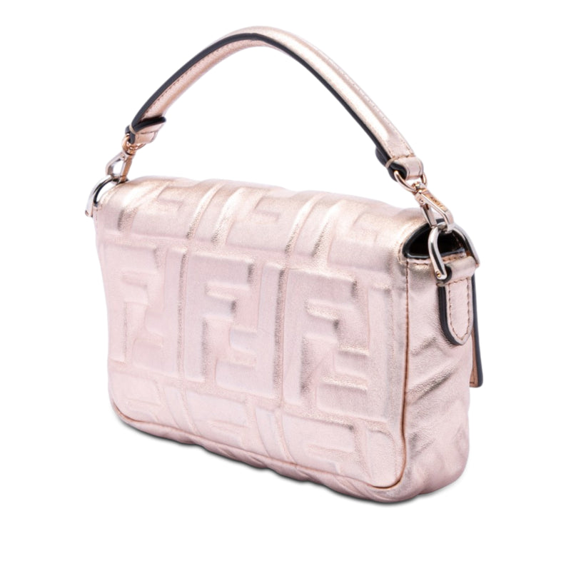 Mini Zucca Embossed Metallic Leather Baguette Satchel - Image 2