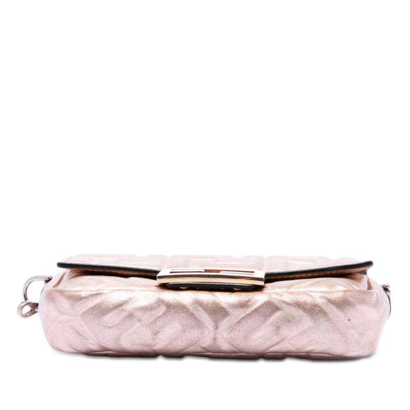 Mini Zucca Embossed Metallic Leather Baguette Satchel - Image 3