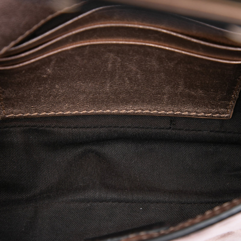 Mini Zucca Embossed Metallic Leather Baguette Satchel - Image 4