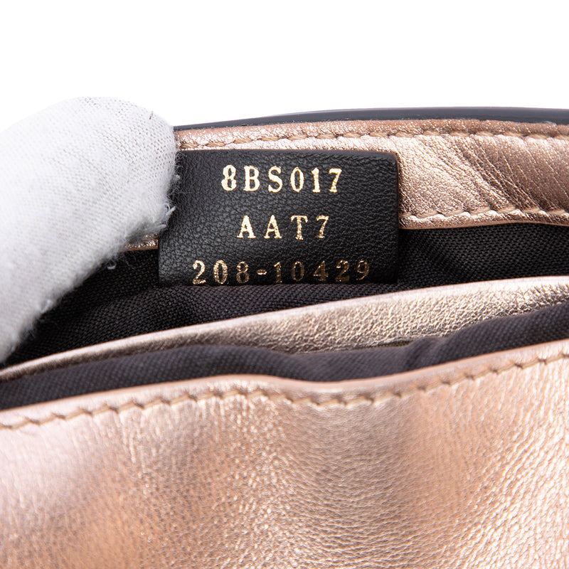Mini Zucca Embossed Metallic Leather Baguette Satchel - Image 5