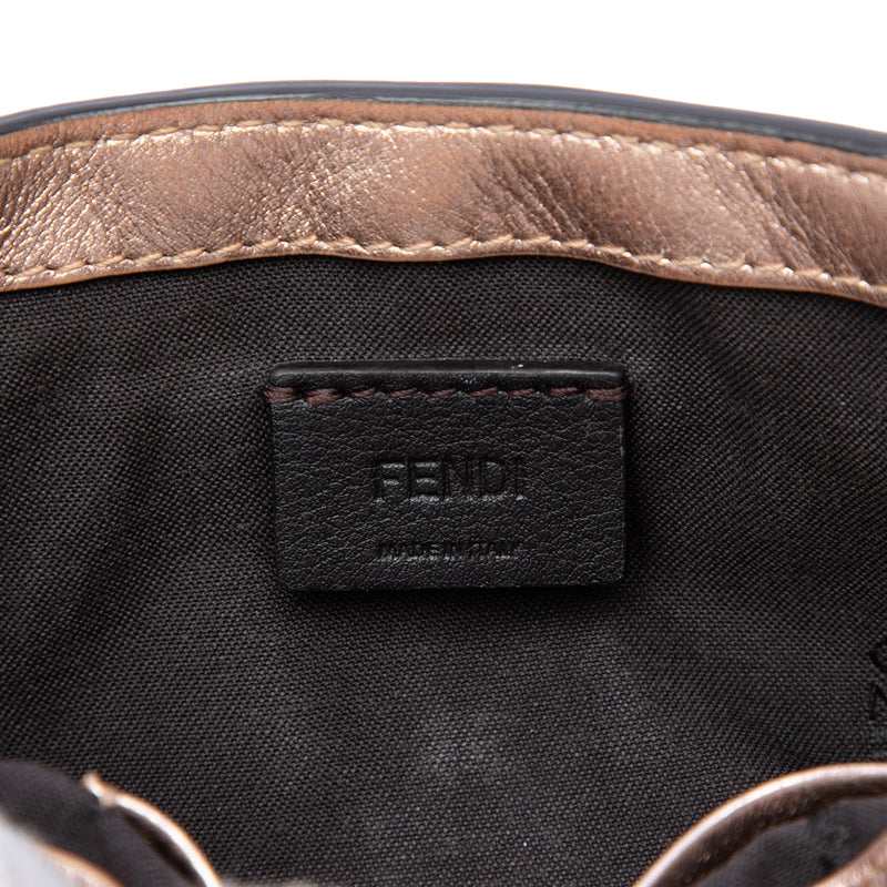Mini Zucca Embossed Metallic Leather Baguette Satchel - Image 6