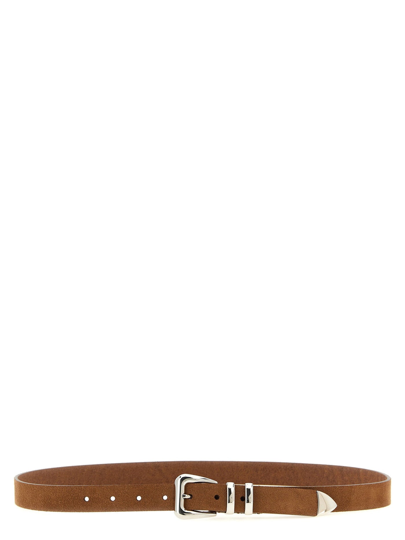 Brunello Cucinelli Metal Toe Cap Belt — Brown Inverted Suede Calf Leather
