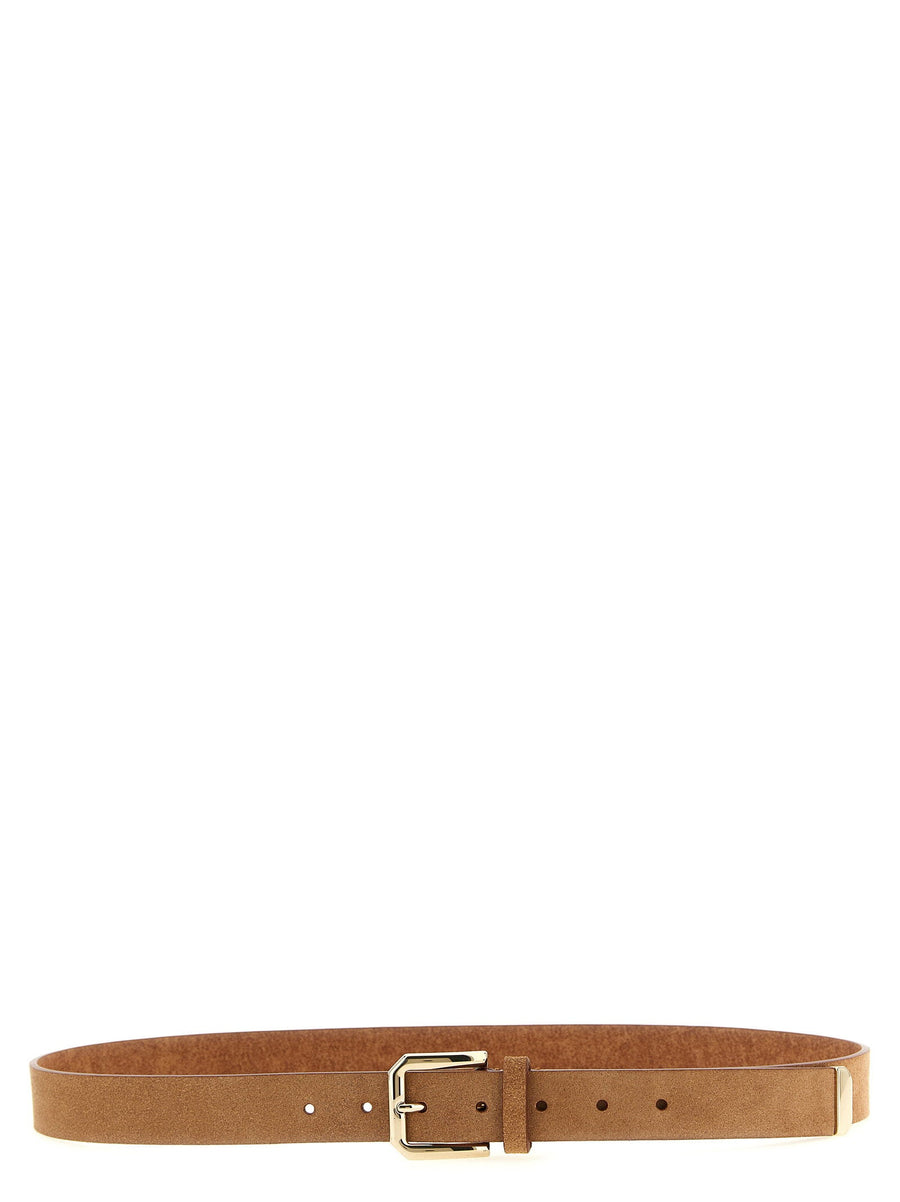 Brunello Cucinelli Inverted Calf Leather Belt — Caramel