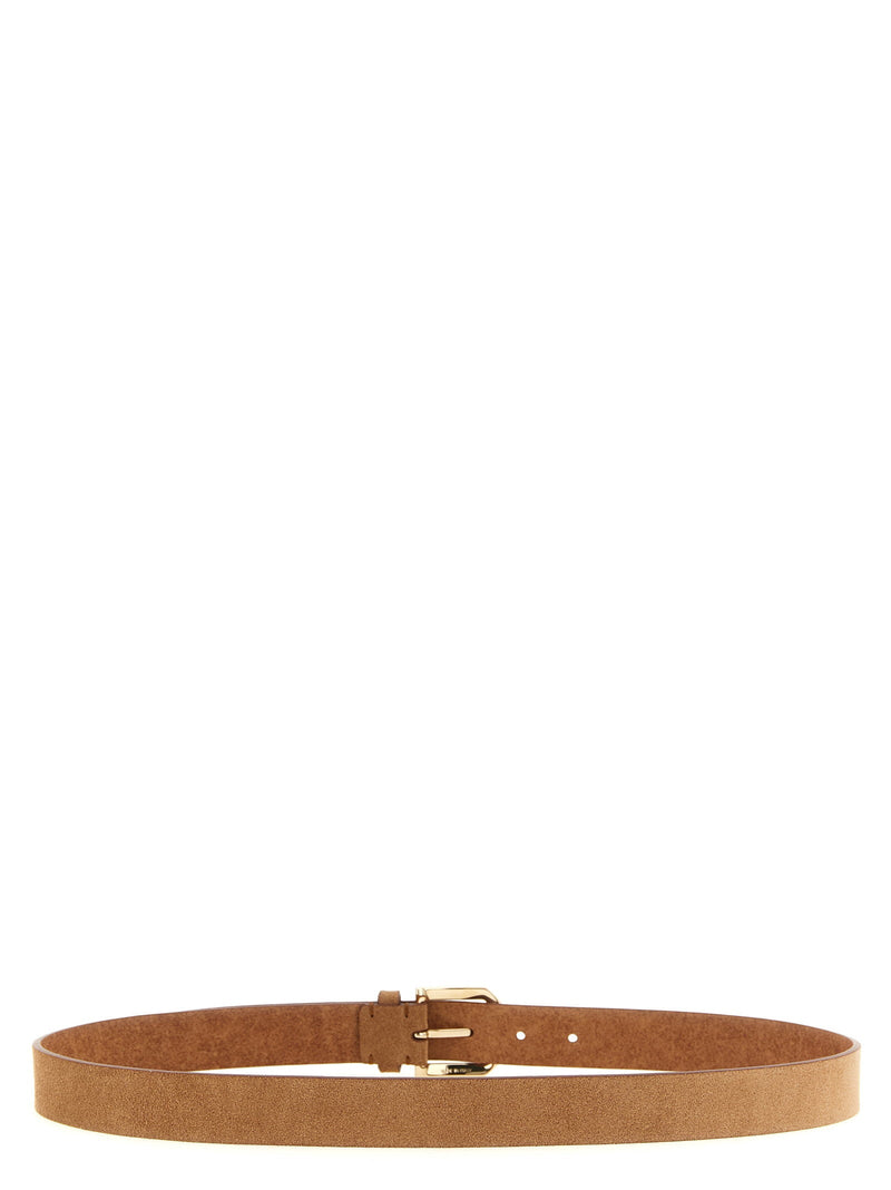 Brunello Cucinelli Inverted Calf Leather Belt — Caramel