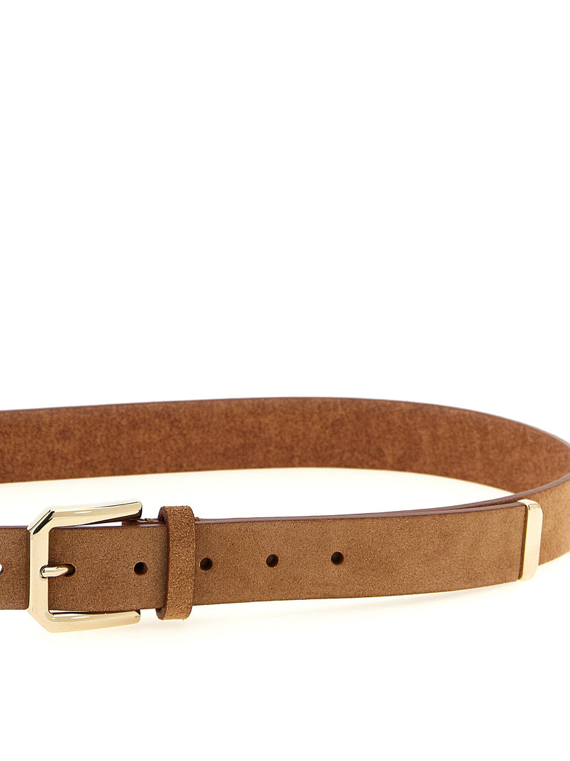 Brunello Cucinelli Inverted Calf Leather Belt — Caramel