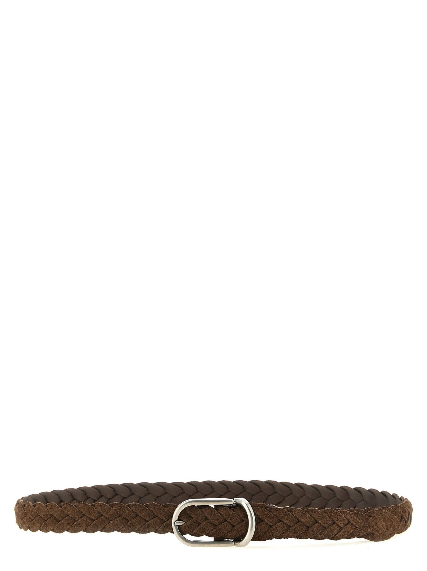 Brunello Cucinelli Woven Suede Belt — Brown Calf Leather (suede)