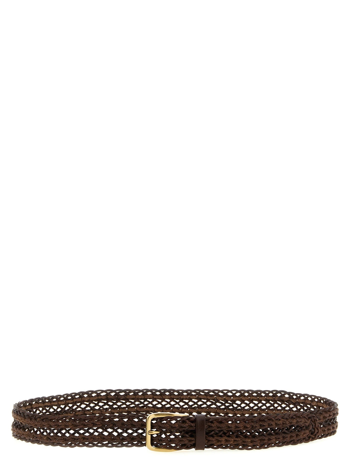 Brunello Cucinelli Braided Calf Belt — Brown Leather