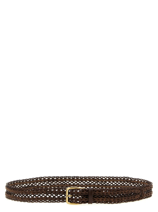 Brunello Cucinelli Braided Calf Belt — Brown Leather