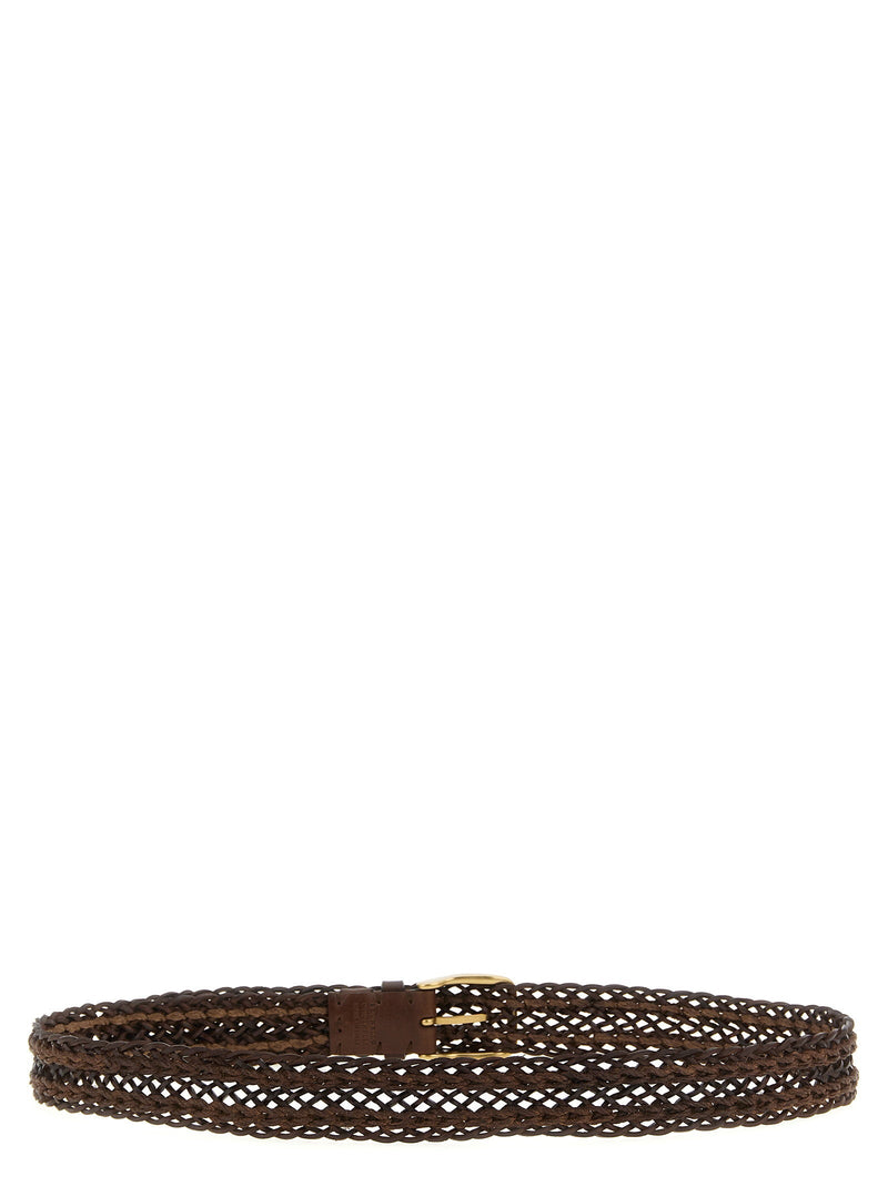 Brunello Cucinelli Braided Calf Belt — Brown Leather