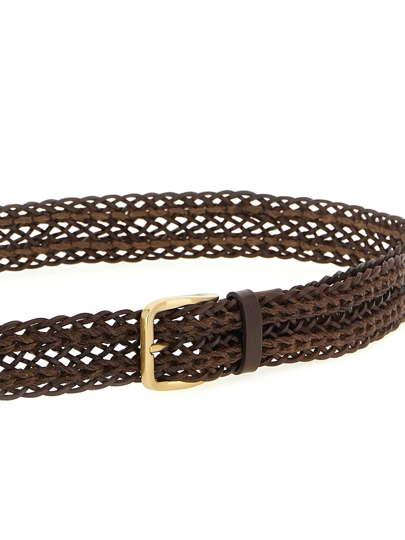 Brunello Cucinelli Braided Calf Belt — Brown Leather