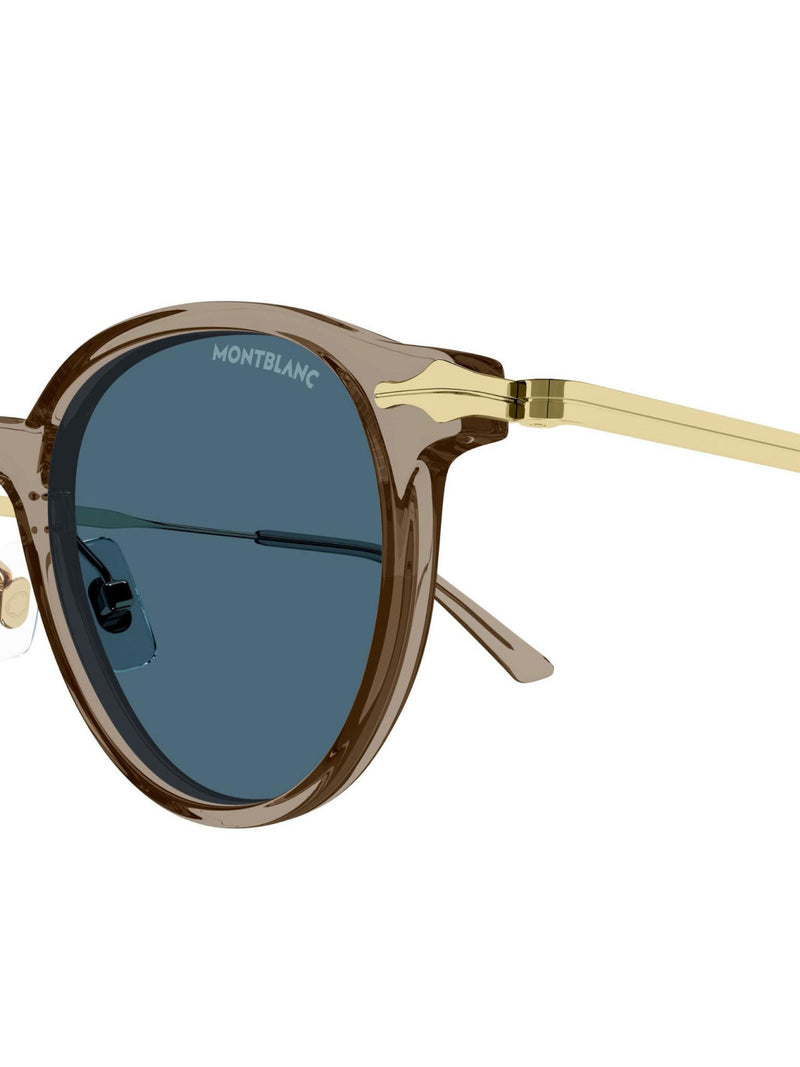 Montblanc Mb0362s005 Logo-Embellished Sunglasses — Brown Acetate