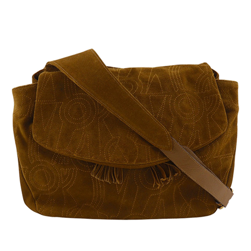 Stitched Suede Tassel Crossbody