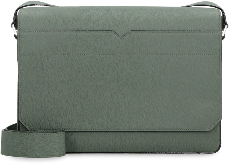 Valextra Pebbled Calf Leather Shoulder Bag — Green