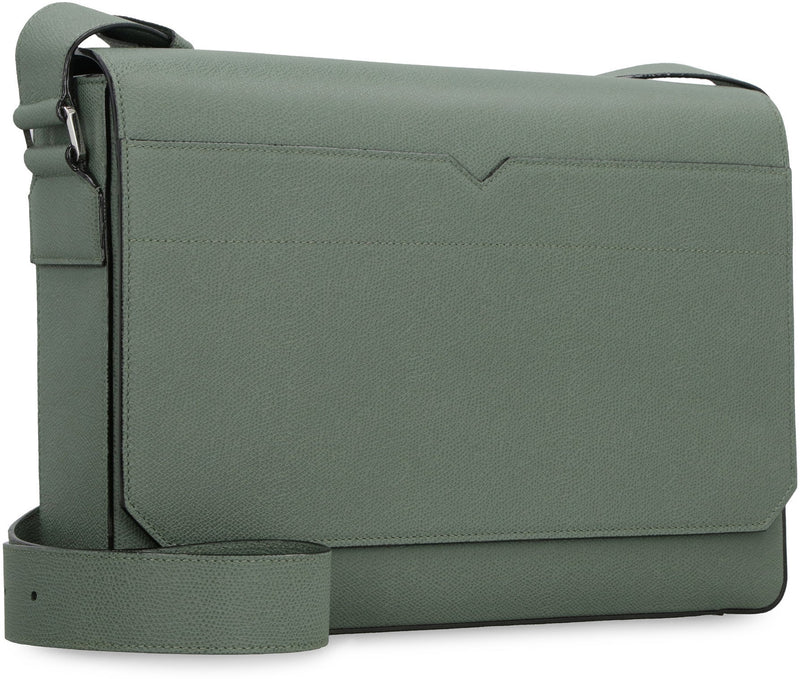 Valextra Pebbled Calf Leather Shoulder Bag — Green