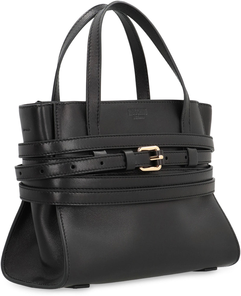 Moschino Tie Me Small Top Handle Bag — Black Sheep