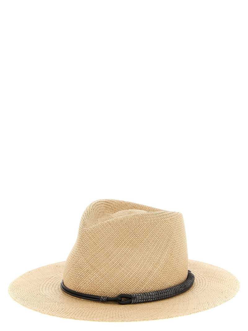 Brunello Cucinelli Woven Raffia Fedora — Natural Fedoras