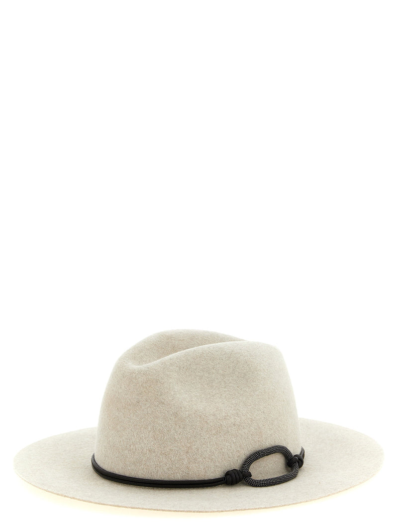 Brunello Cucinelli Felt Wide-Brim Fedora — Cream Pure Fedoras