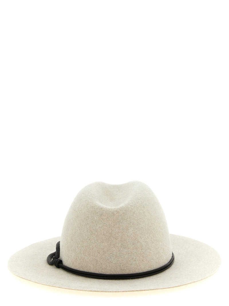 Brunello Cucinelli Felt Wide-Brim Fedora — Cream Pure Fedoras