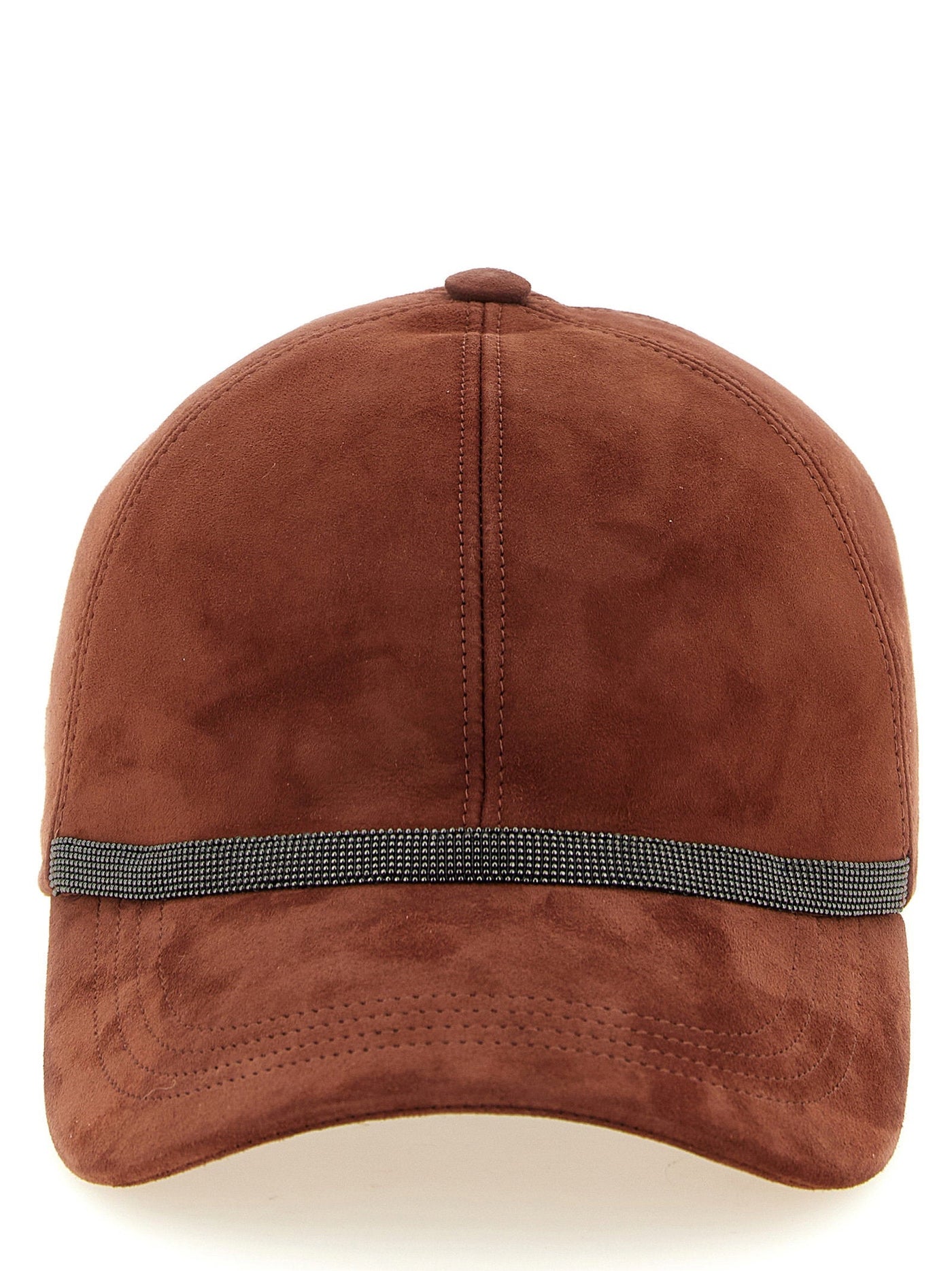 Brunello Cucinelli Suede With Monile Band Baseball Cap — Brown Caps