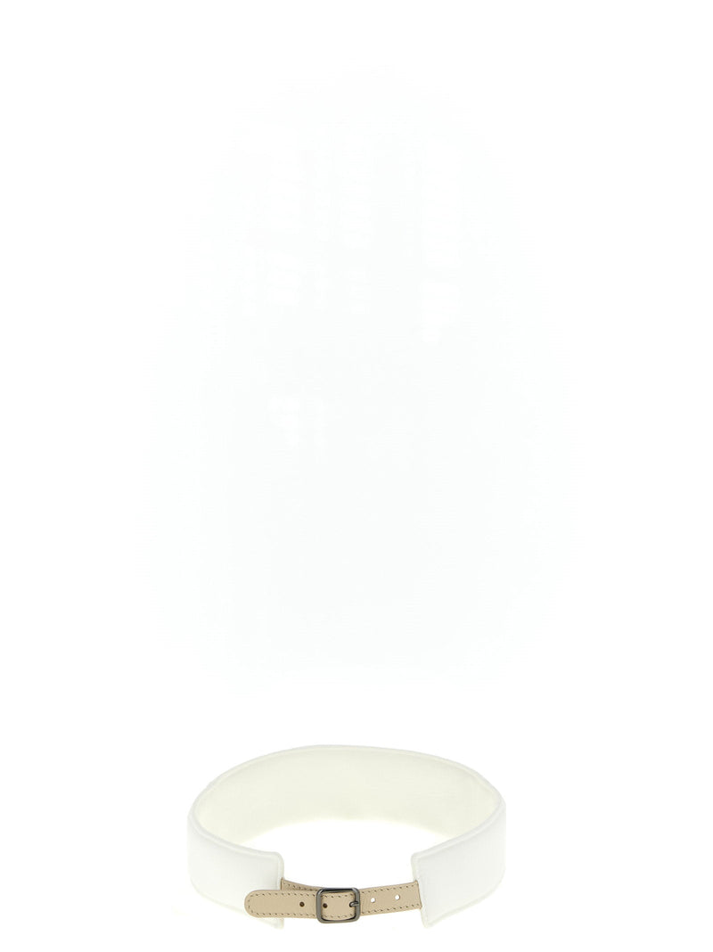 Brunello Cucinelli Monile-Embellished Visor — White Technical Fabric Visors