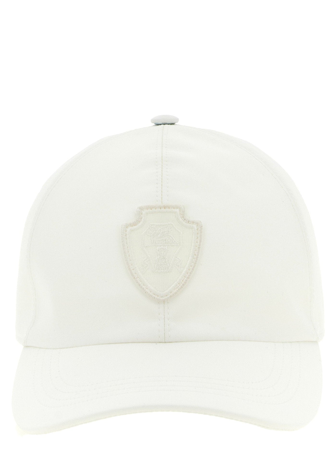 Brunello Cucinelli Heraldic Coat Of Arms Patch Baseball Cap — White Caps