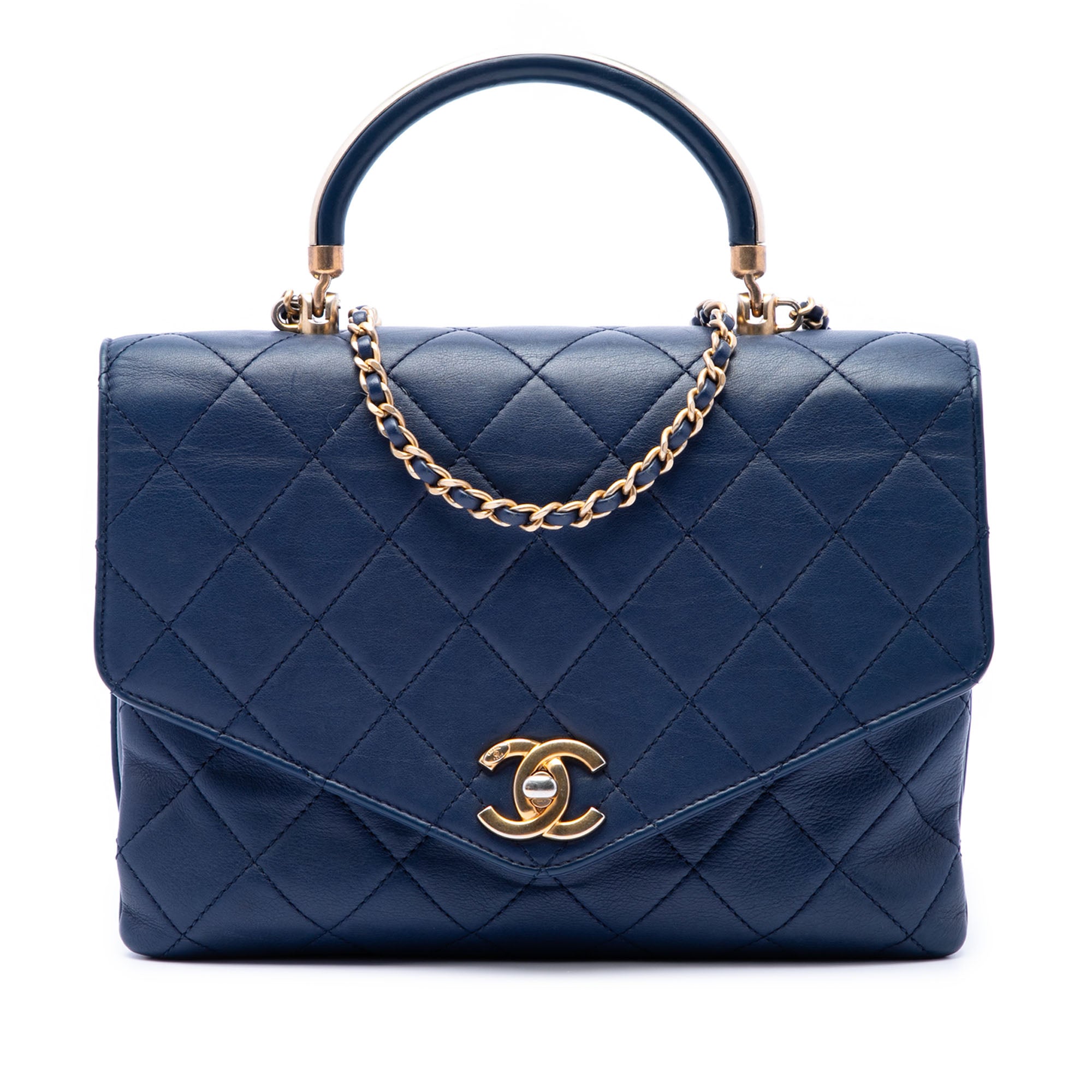 CC Quilted Calfskin Metal Top Handle Envelope Flap - Image 1