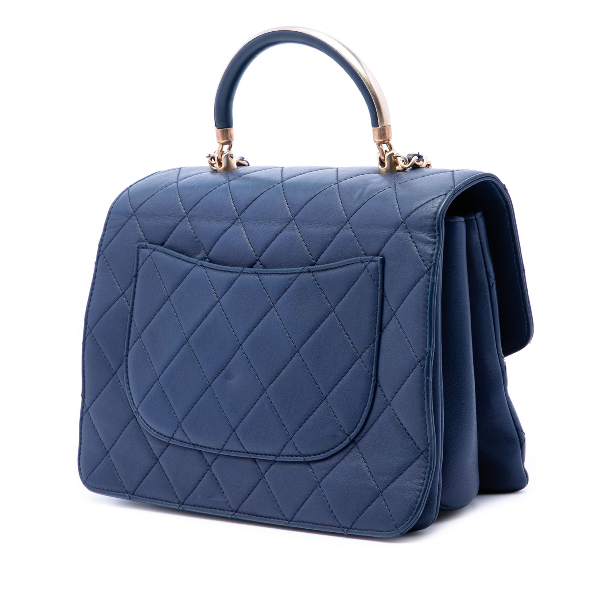 CC Quilted Calfskin Metal Top Handle Envelope Flap - Image 2