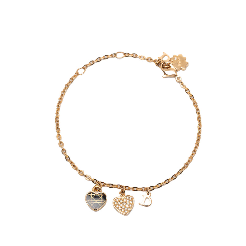 Gold Plated Crystal Heart Charms Bracelet