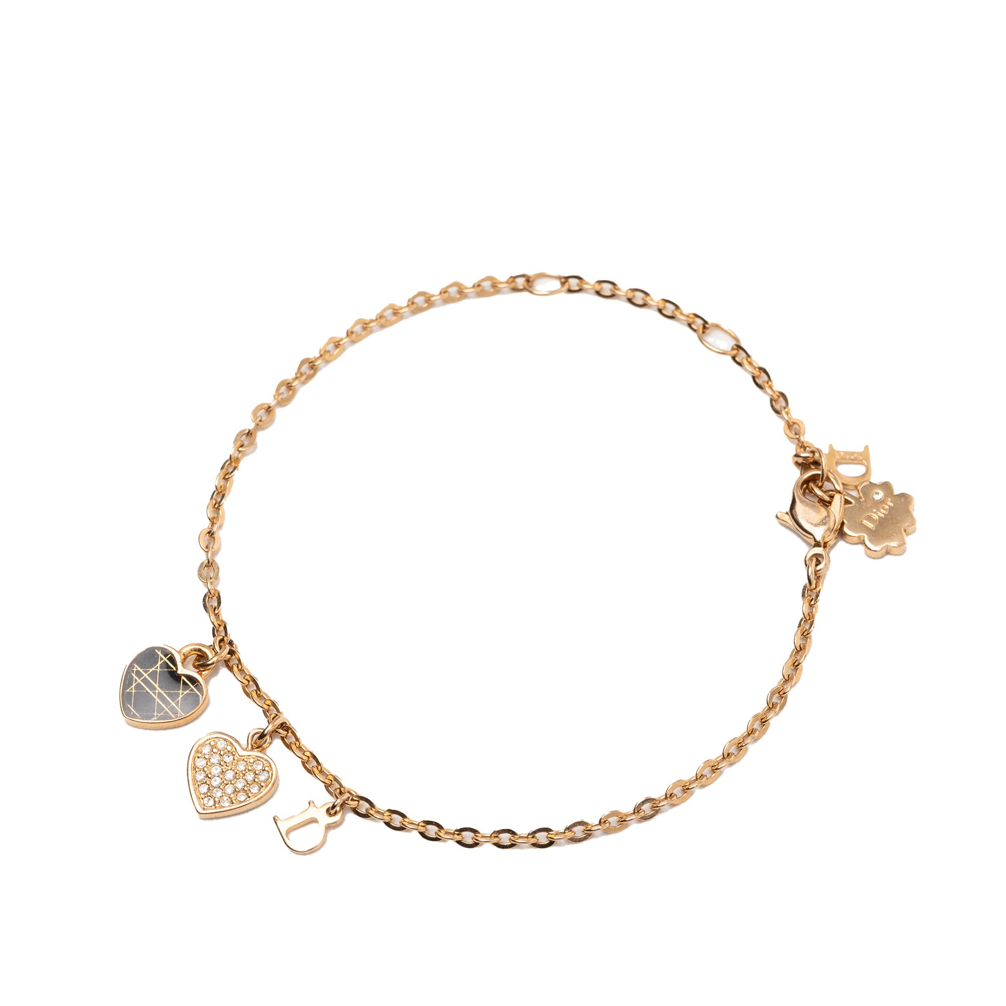 Gold Plated Crystal Heart Charms Bracelet - Image 2