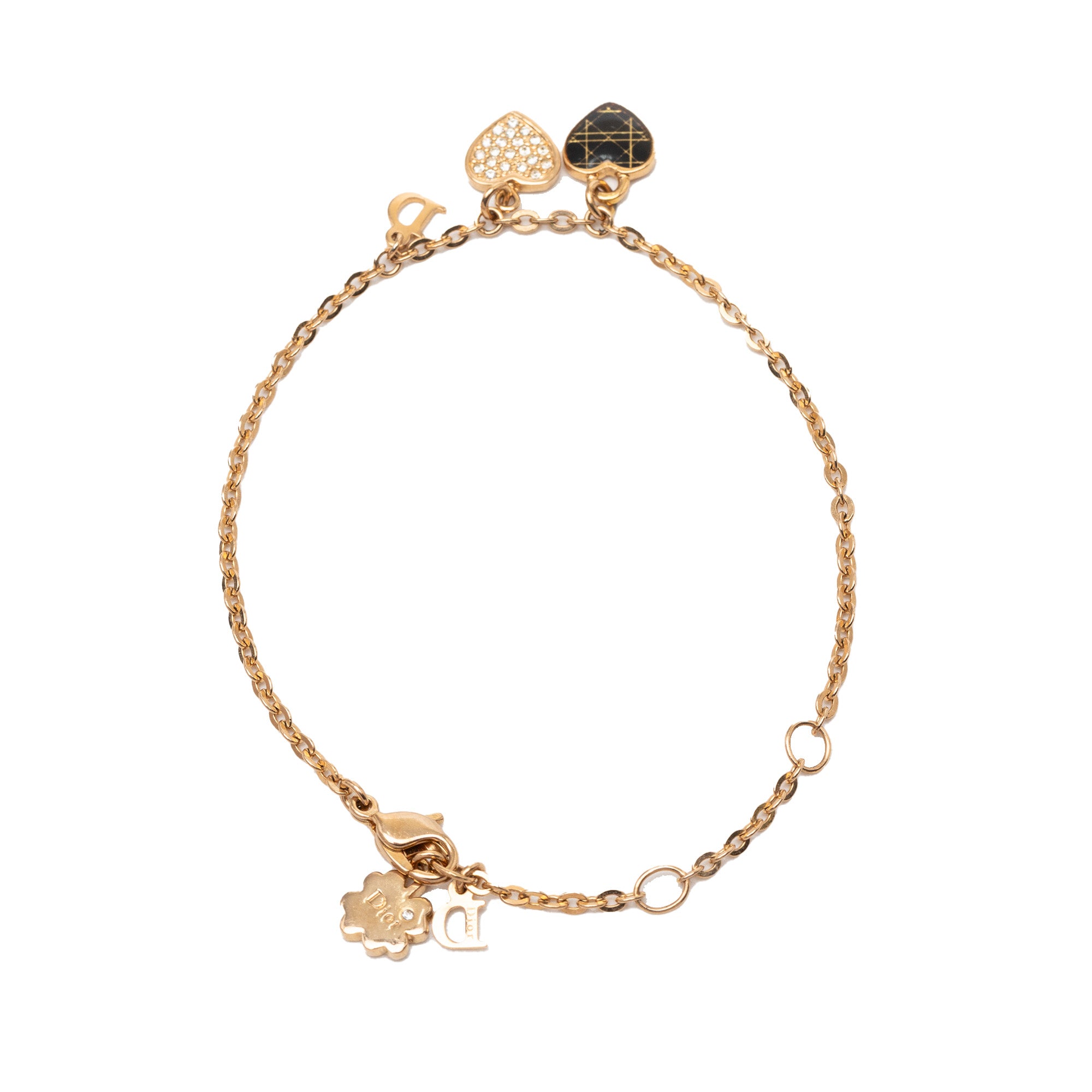 Gold Plated Crystal Heart Charms Bracelet - Image 3
