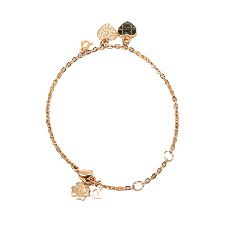 Gold Plated Crystal Heart Charms Bracelet - Image 3