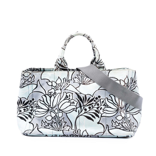 Medium Floral Printed Canvas Canapa Satchel - Image 1