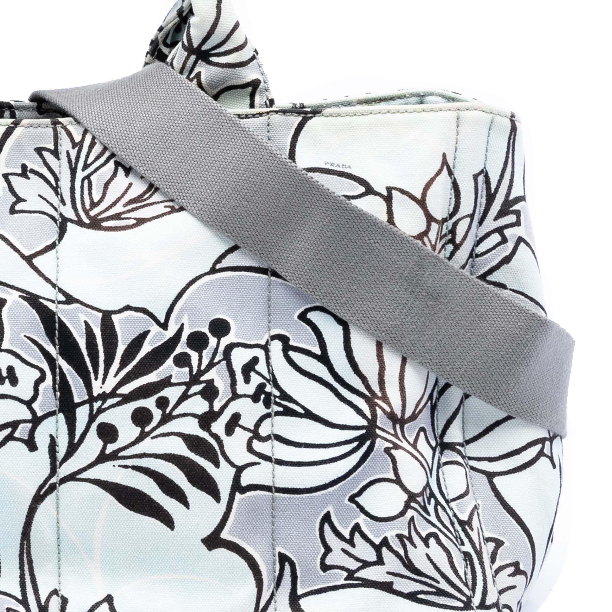 Medium Floral Printed Canvas Canapa Satchel - Image 6