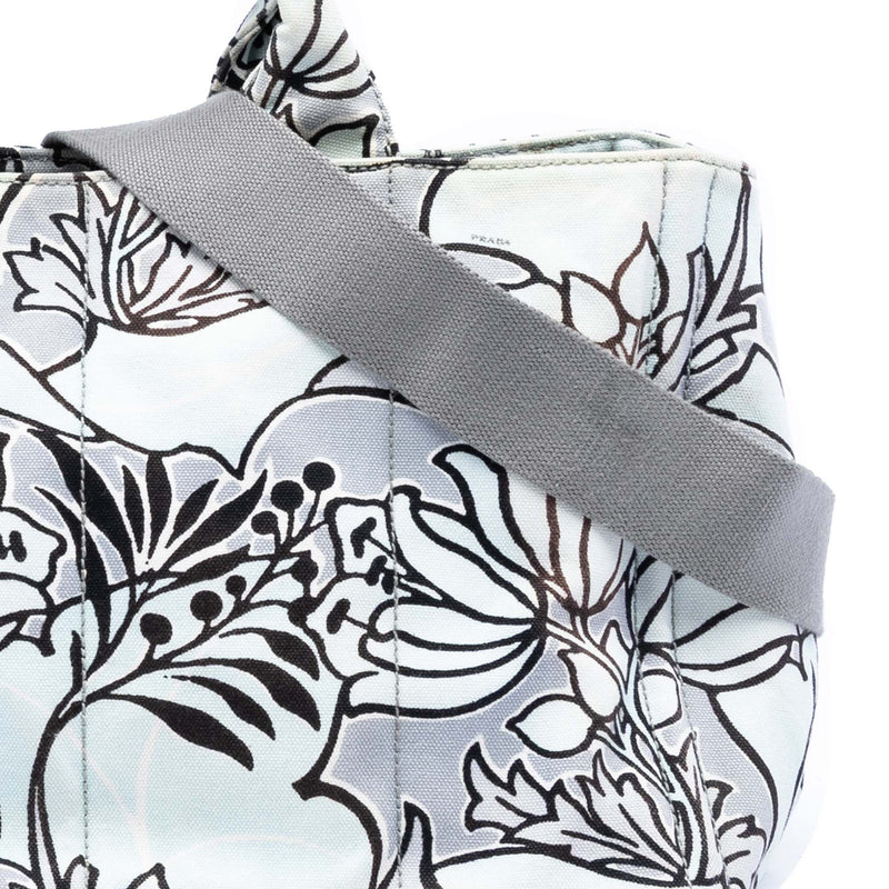 Medium Floral Printed Canvas Canapa Satchel - Image 6