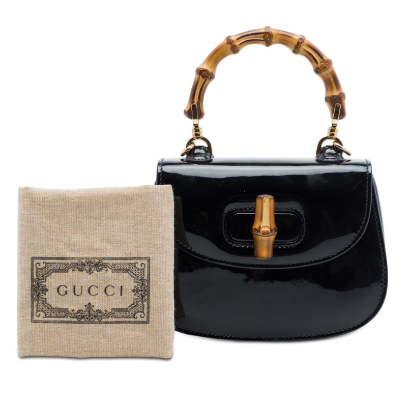 Mini Patent Bamboo 1947 Top Handle Bag - Image 7