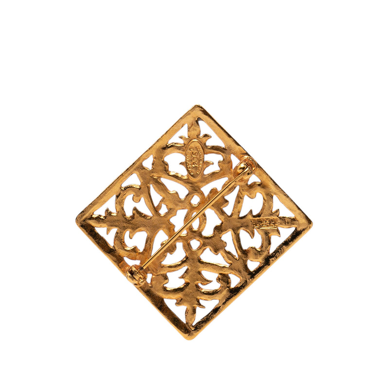 CC Gold Plated Diamond Filigree Brooch - Image 2