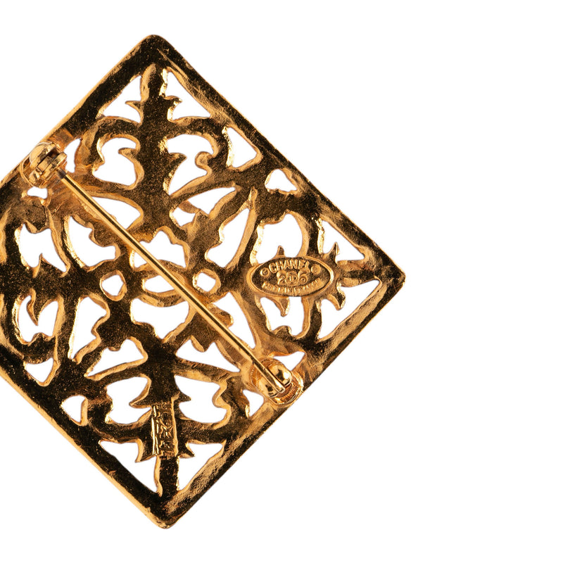 CC Gold Plated Diamond Filigree Brooch - Image 3