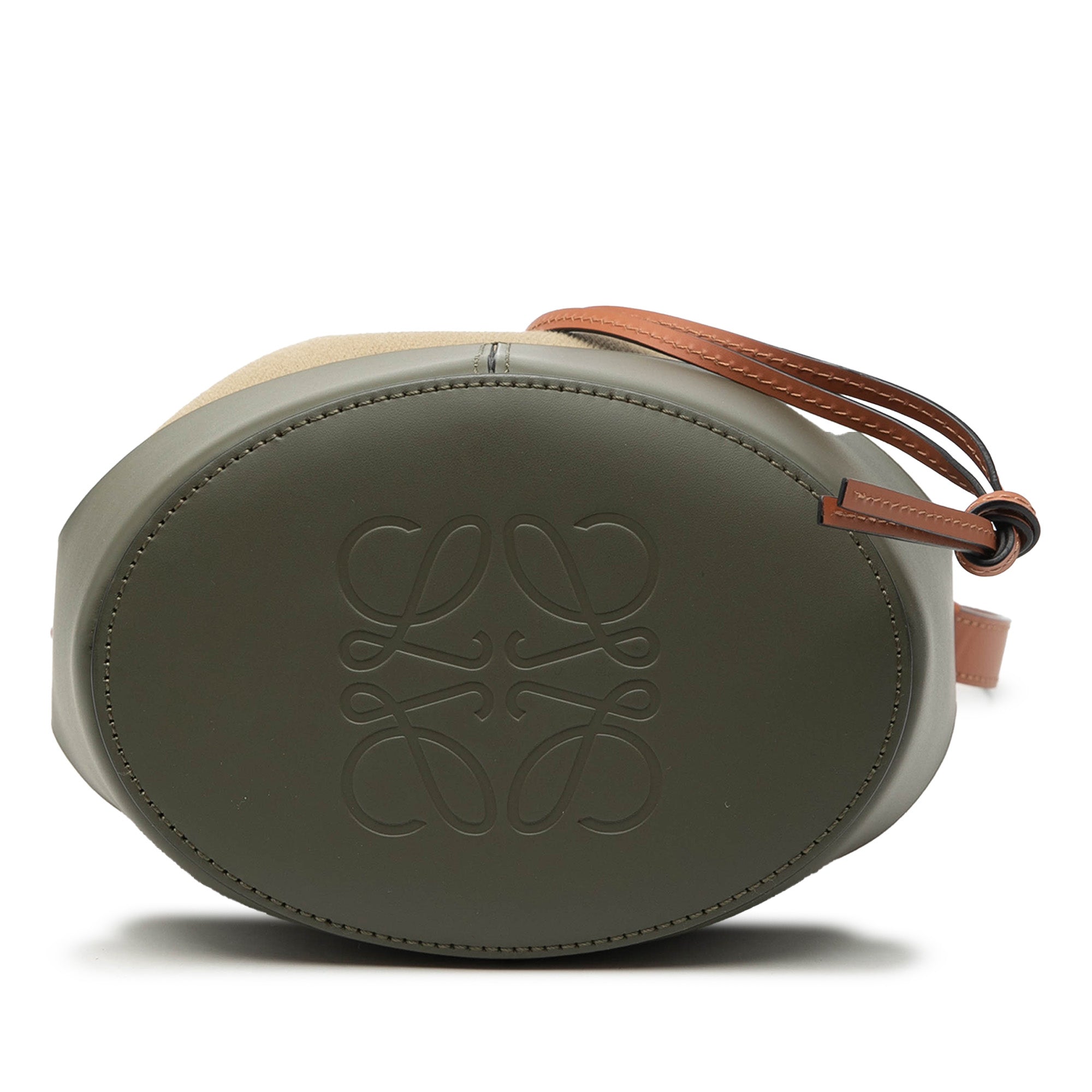 Small Canvas and Leather Balloon Bucket Bag - Image 3