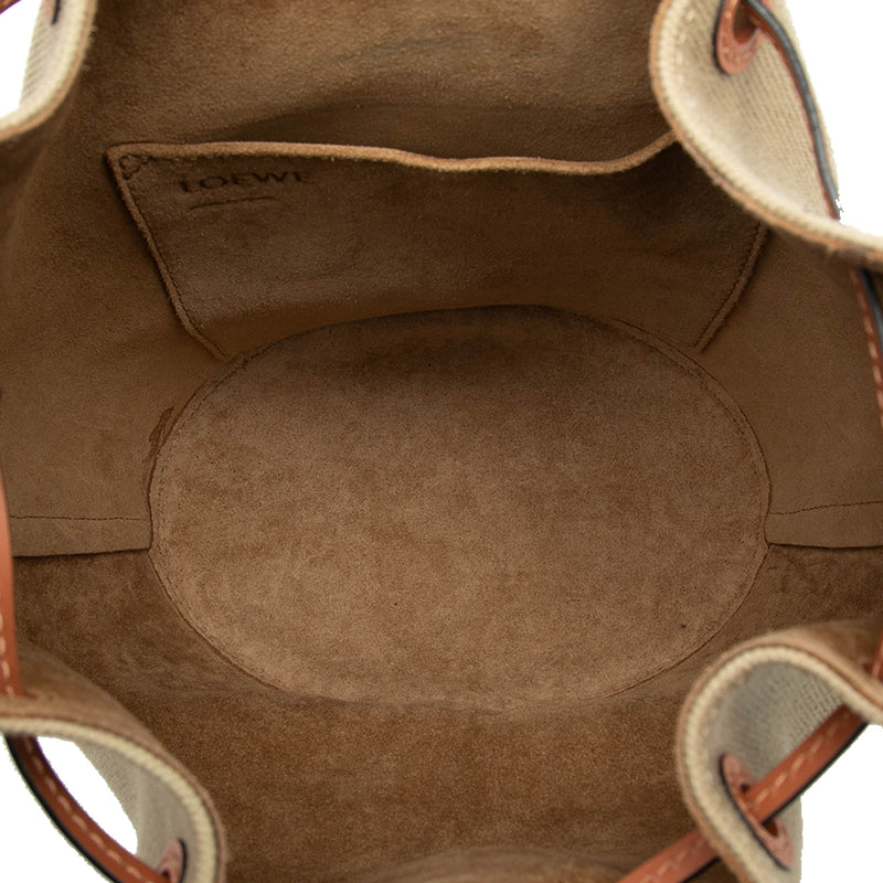 Small Canvas and Leather Balloon Bucket Bag - Image 4