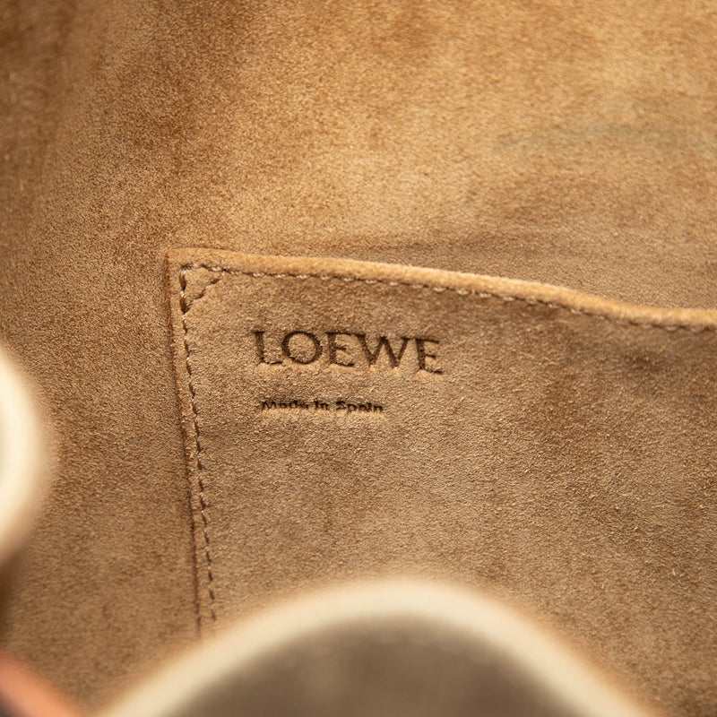 Small Canvas and Leather Balloon Bucket Bag - Image 5