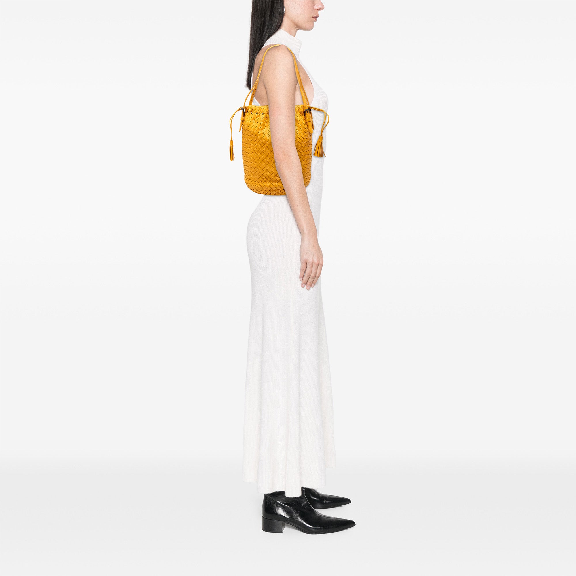 Nappa Intrecciato Drawstring Bucket Bag - Image 7