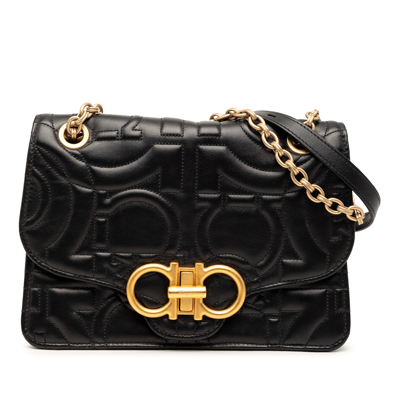 Quilted Leather Gancini Flap Shoulder Bag - Image 1