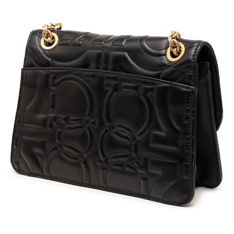 Quilted Leather Gancini Flap Shoulder Bag - Image 2